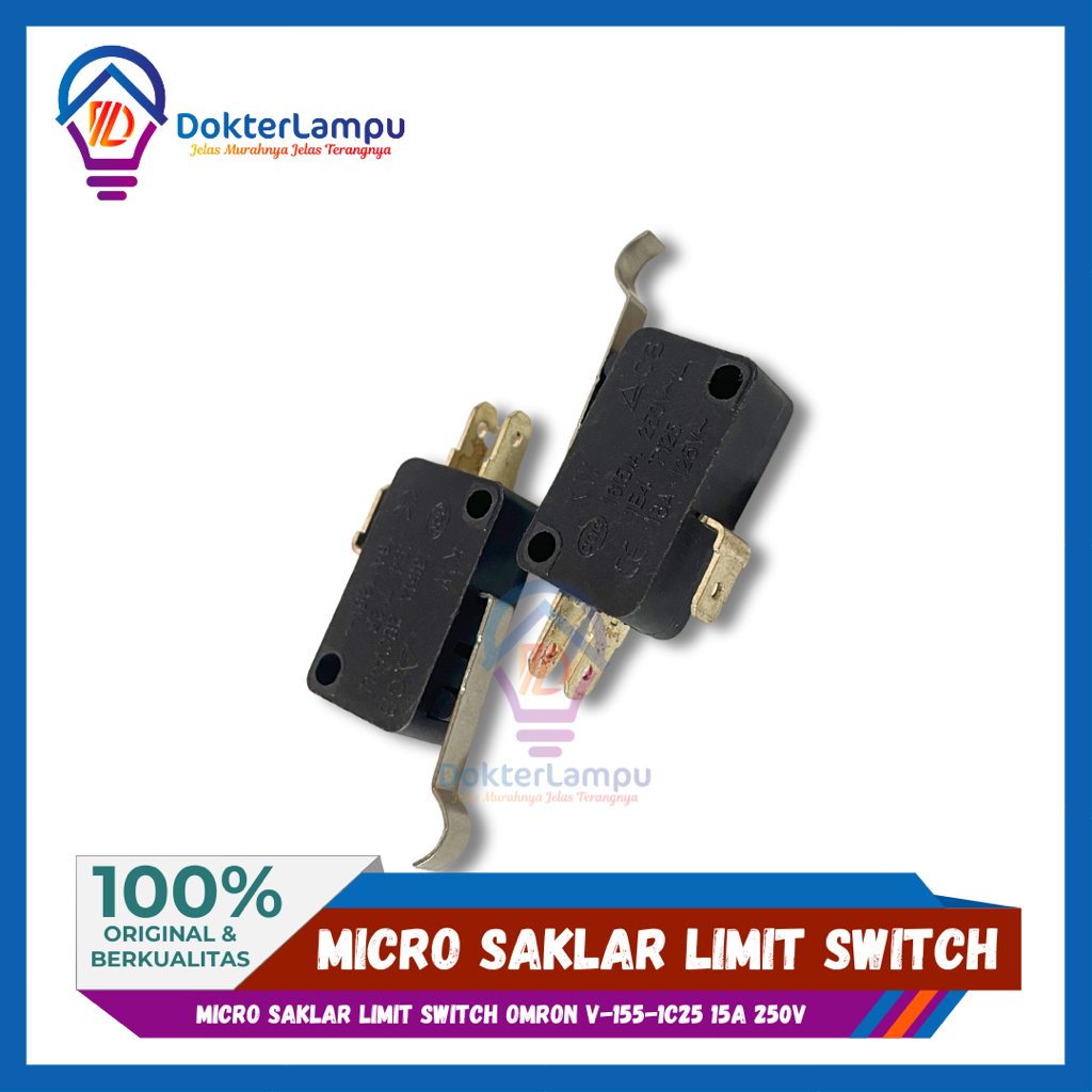 Micro Saklar Limit Switch OMRON v-155-1c25 15a 250v roda pas badan