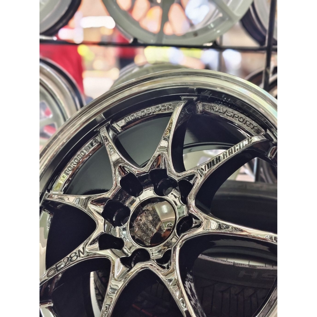 Velg Mobil Ring 15 Volk Racing CE28N Black Vacuum Chrome cocok untuk Avanza, Xenia, Jazz, Yaris, Bri