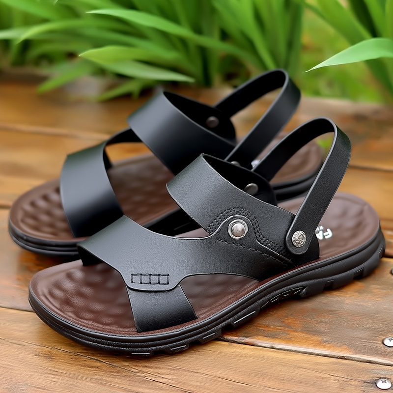 sandal kulit pria original Ardiles Kulit Terbaru 2025 casual Anti-selip Hitam