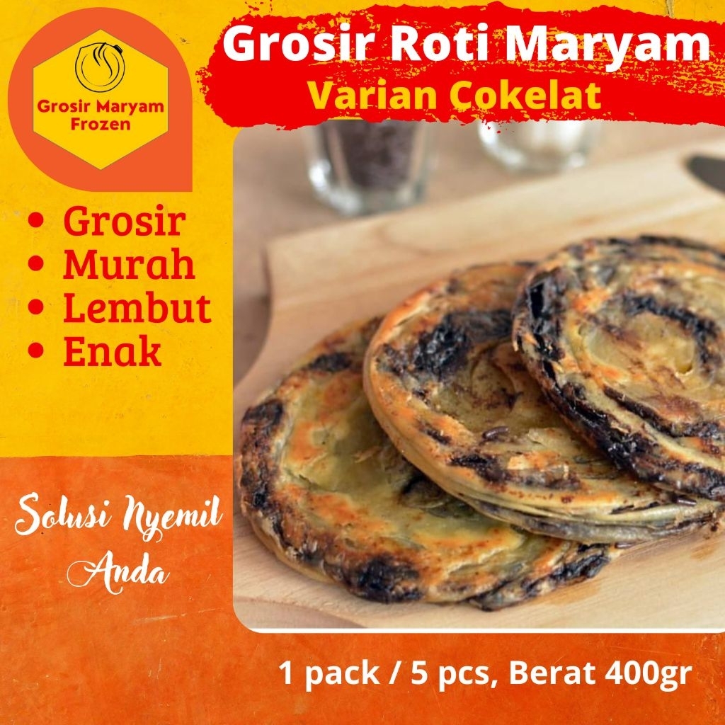 

ROTI MARYAM / COKELAT / ROTI CANAI COKLAT / CANE / FROZEN FOOD / GROSIR / MAKANAN BEKU / CAMILAN SNACK / 1 PACK 5 PCS / MURAH / SURABAYA