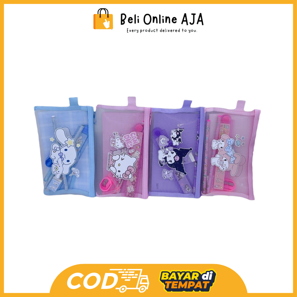 

BOA Whimsical Stationery Bundle / Set Alat Tulis 7 in 1 / Pouch Set Alat Tulis Ziplock / Paket Alat Tulis Motif Sanrio Y3433