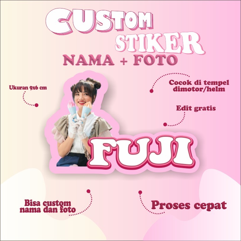 

STIKER CUSTOM FOTO dan Tulisan Nama - Cetak Photo Stiker