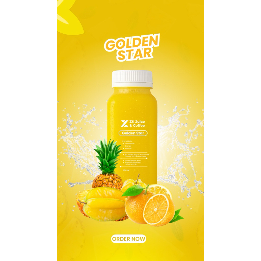 

GOLDEN STAR- Cold Press Juice 250 ml by Zk Juice & Coffee