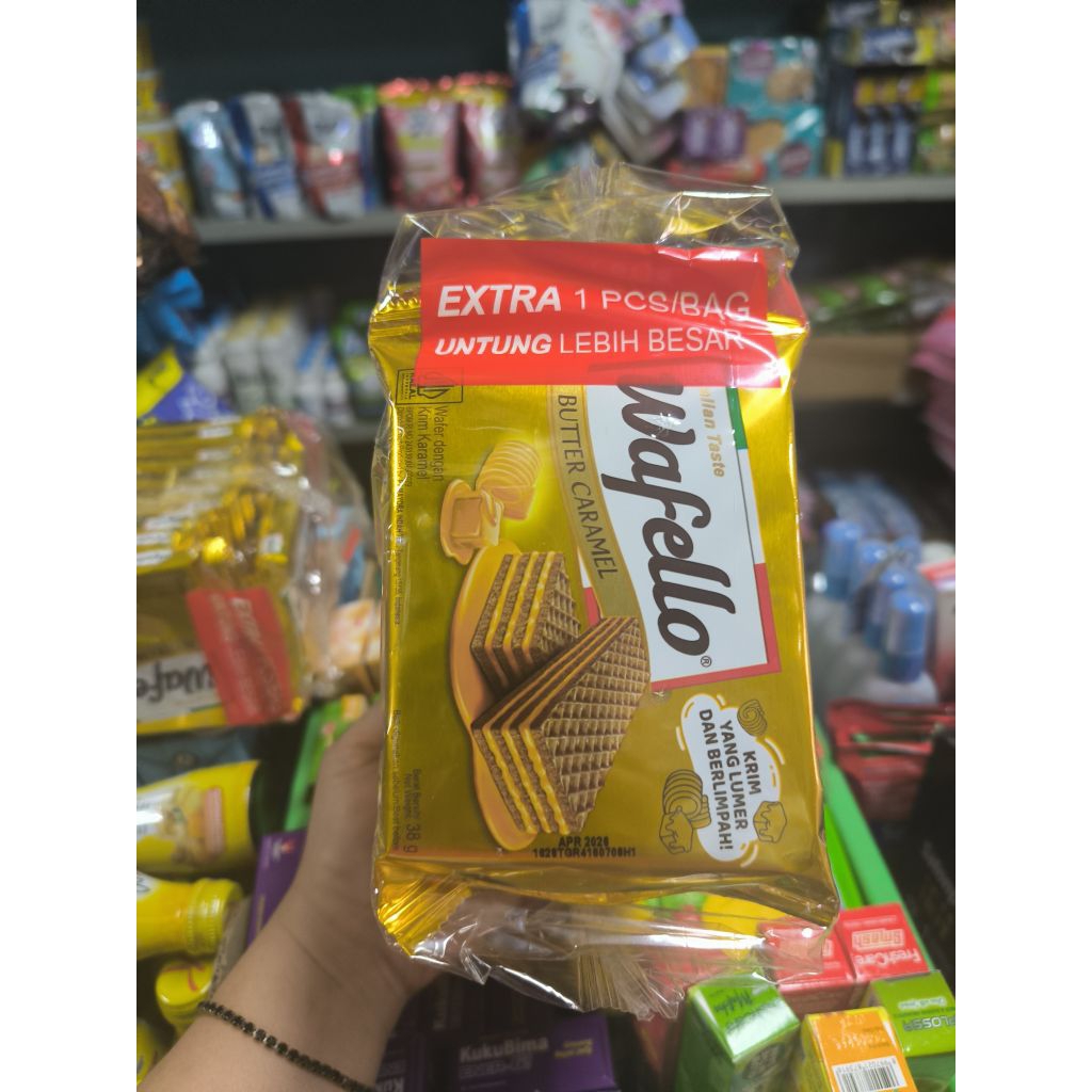 

1 Pak Wafello Italian Taste Butter Caramel Isi 10 Pcs Free 1 Pcs X 38 Gr