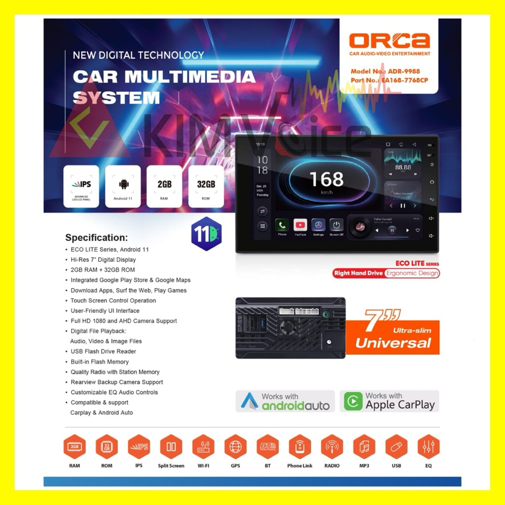 Head Unit Android Orca Eco Lite ADR-9988 7 inch