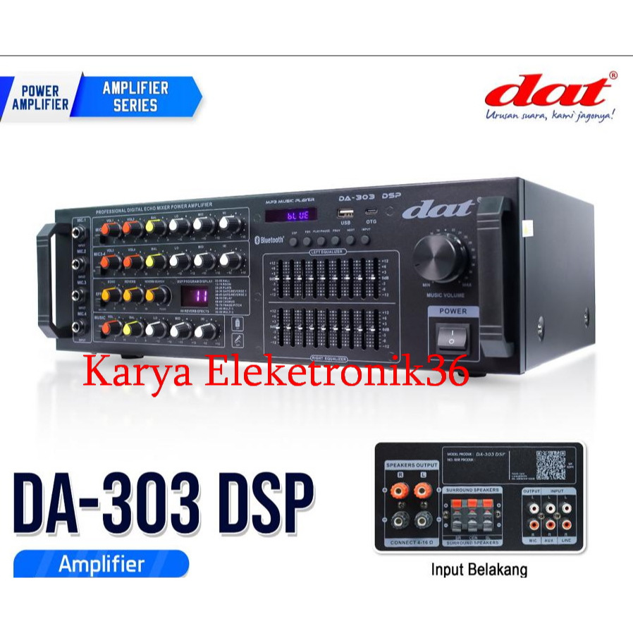 AMPLI DAT DA303 DSP AMPLI DAT DA 303 DSP AMPLIFIER DAT EQUALIZER PLUS BLUETOOTH