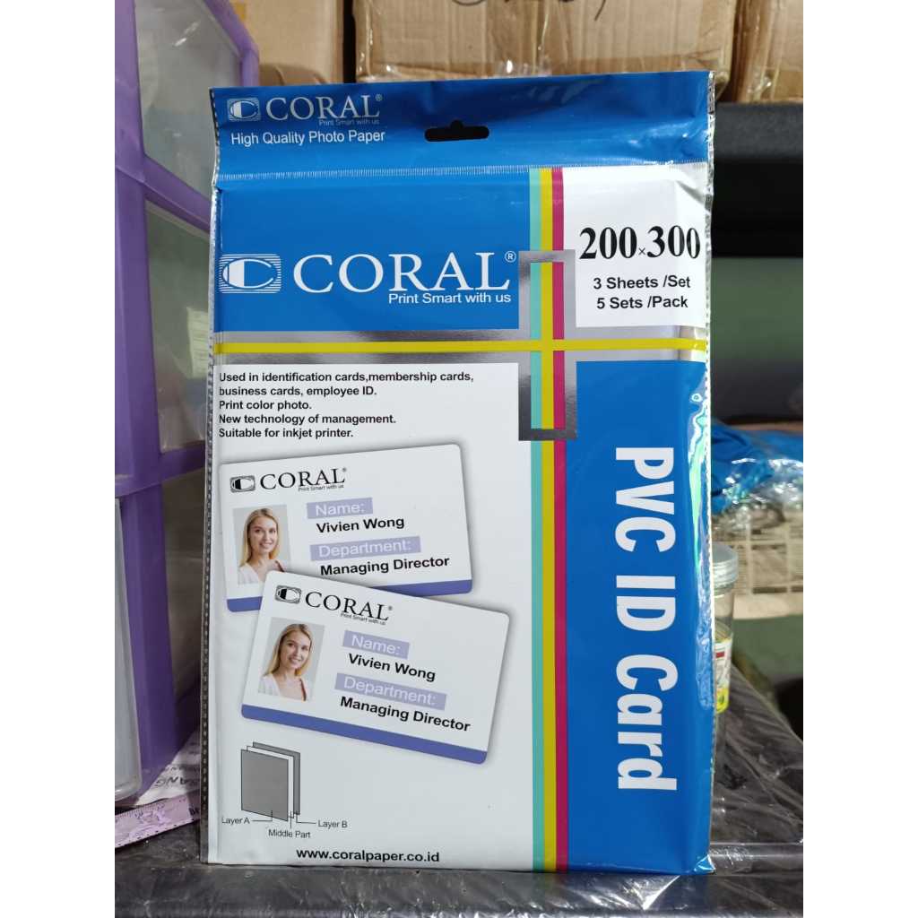 

PVC ID Card CORAL 200x300 – 3 Sheets/Set (5 Set/Pack)