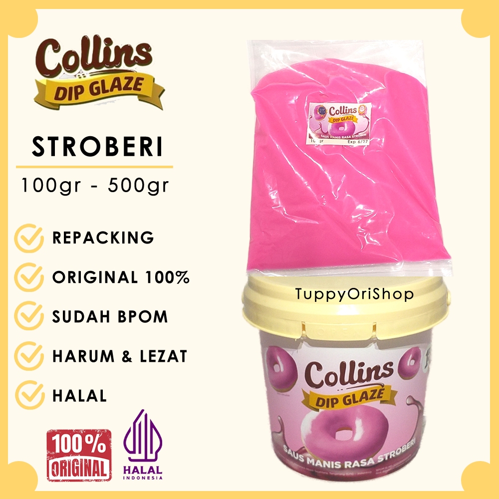 

Collins Dip Glaze Rasa Stroberi | Saus Manis Pasta Selai Donat Roti Rasa Stroberi