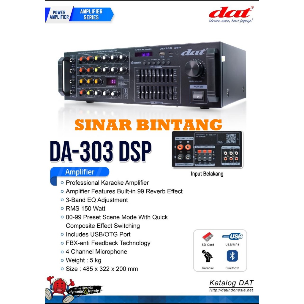 PROFESIONAL DIGITAL AUDIO AMPLIFIER DAT DA 303 / DAT DA303 DSP