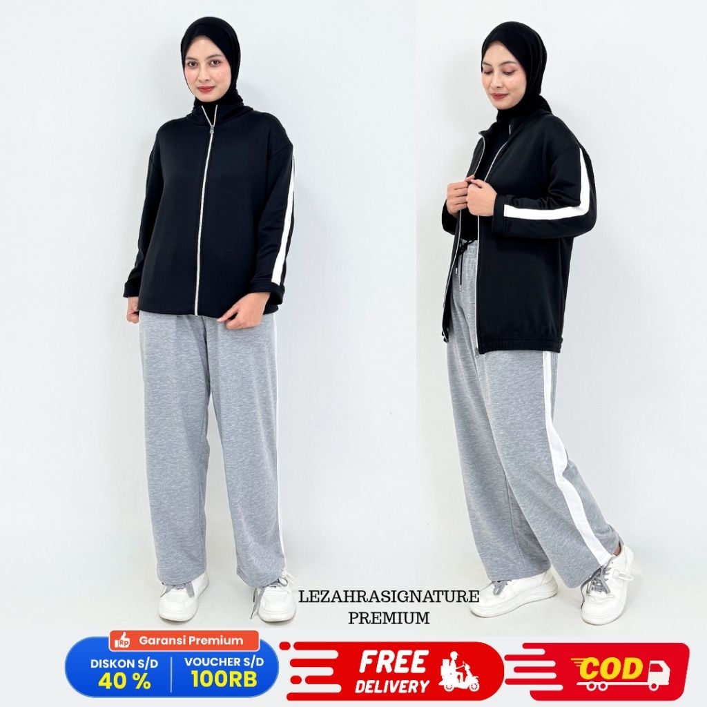 Lezahrasignature Setelan Olahraga Sporty Set Wanita Fit M-XXL Set Basic Olga Lia