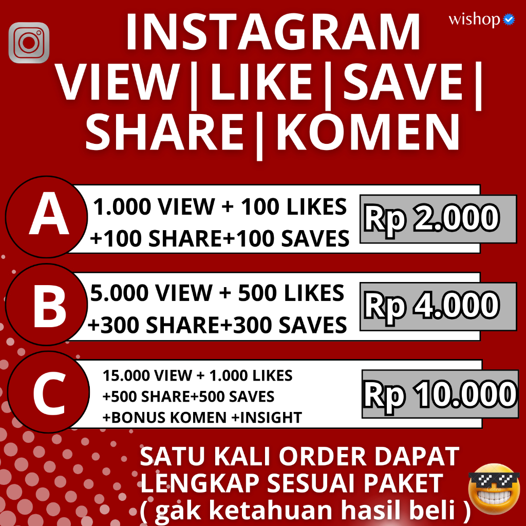 Like Instareal IG Paket Lengkap View|save|share