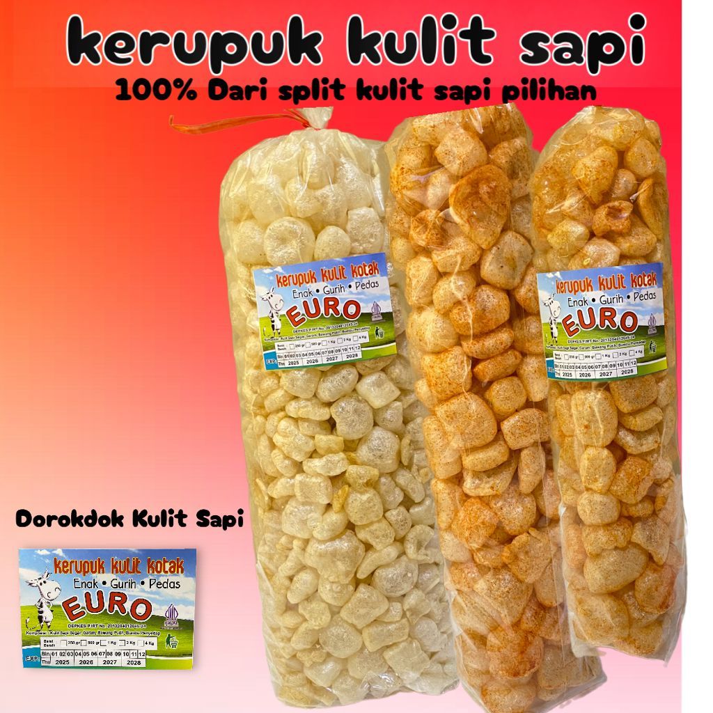 

Kerupuk Kulit Sapi Dorokdok Rambak / Krecek Krupuk Asli Halal Aneka Rasa Original Gurih Renyah 1KG