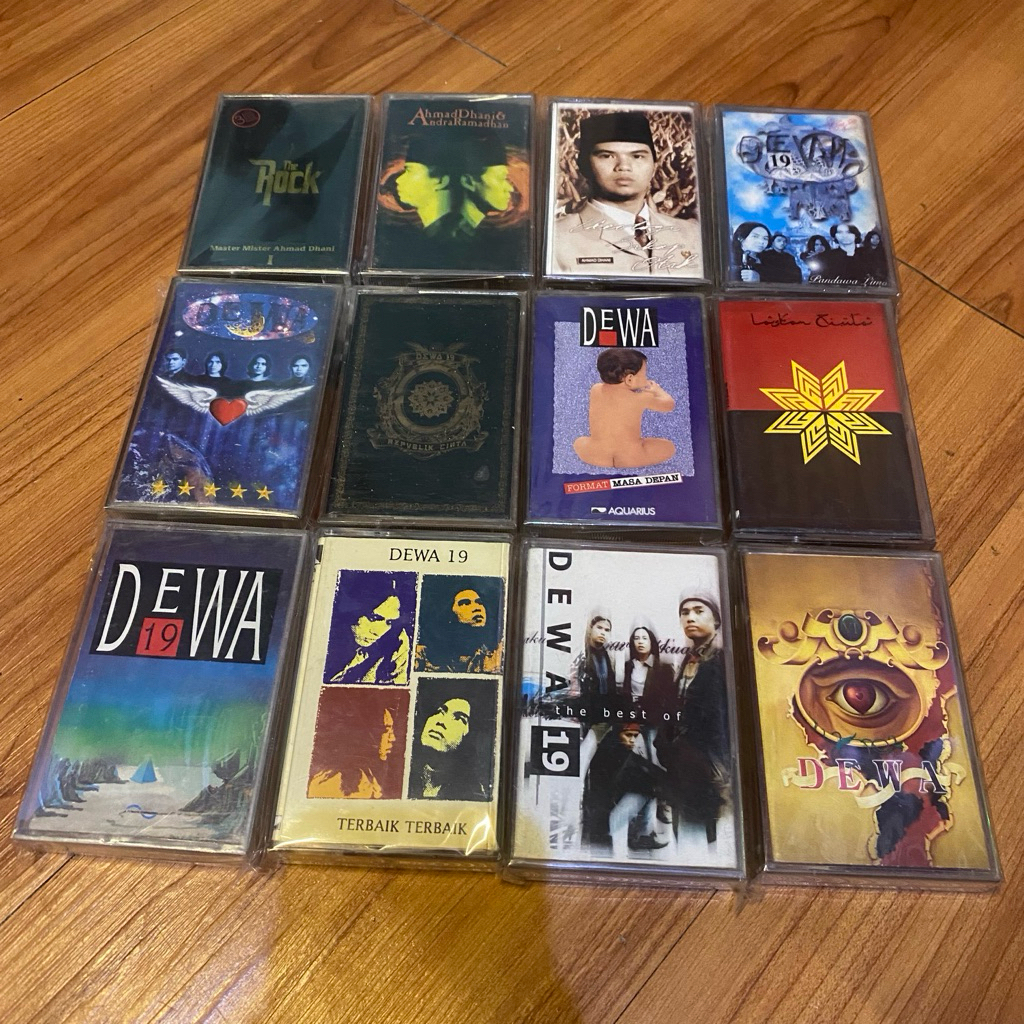varian kaset original dewa 19, the rock, ahmad band & andra ramadhan