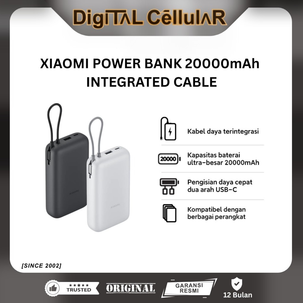 XIAOMI POWERBANK 10000MAH (INTEGRATED CABLE) | 20000MAH (CABLE) | 18W 30000MAH | 165W 20000MAH CABLE