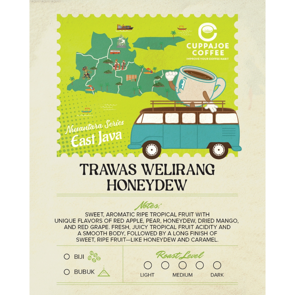 

Kopi Arabika Trawas Welirang Honeydew 250 gram Biji Melon Filter