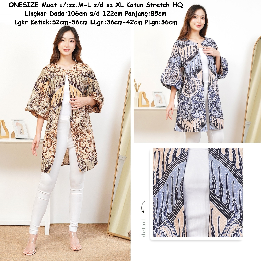 Cardigan Batik Wanita katun stretch etnik Outer Big Size NG140
