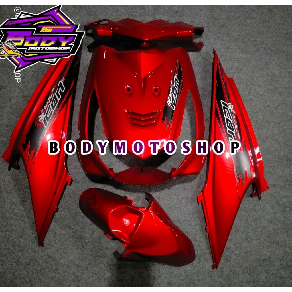 cover fullset body halus Honda beat karbu lama 2008 2009 2010 2011 2012 warna merah maroon plus stri