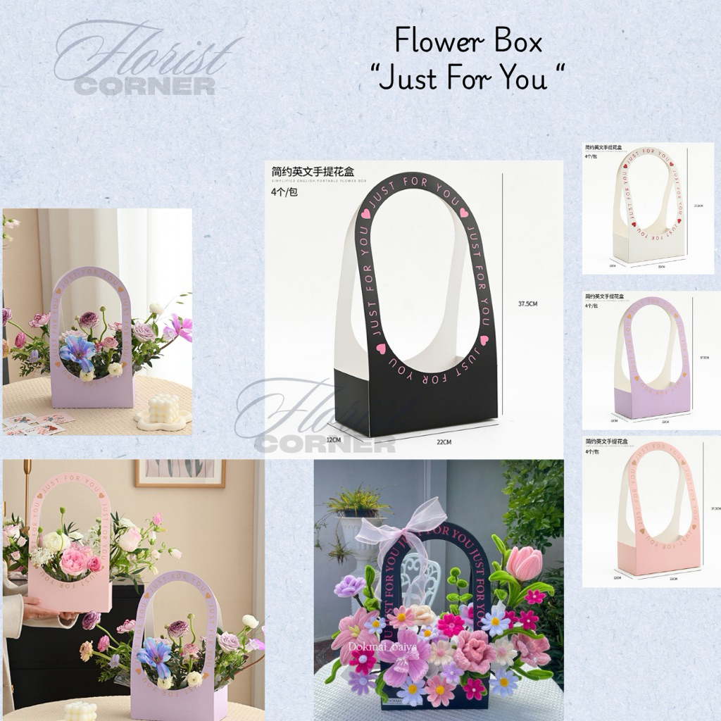 

Flower Box Just For You | Kotak Buket Bunga Pegangan Elegan untuk Florist & Hampers
