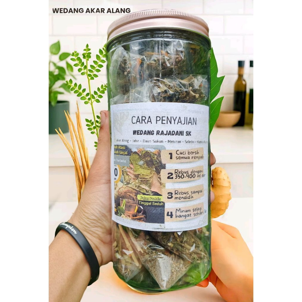 

Wedang Batu Ginjal Akar Alang kumis kucing daun sukun jahe Meniran Atasi Maslaah ginjal