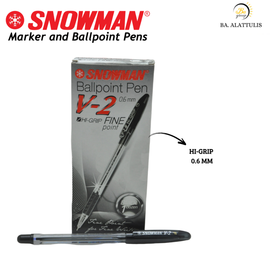 

(PACK) BOLPOIN SNOWMAN V-2 BALLPOINT 0.6MM (HITAM-BIRU/MERAH)
