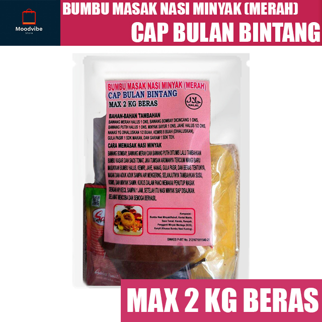 

Bumbu Masak Nasi Minyak Merah Cap Bulan Bintang (Max 2 Kg Beras)