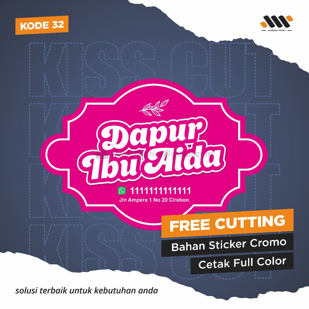 

(Isi 63-180 PCS) Cetak Stiker Cromo Vinyl Produk Kemasan Label Stiker Makanan Minuman (Free Cutting)