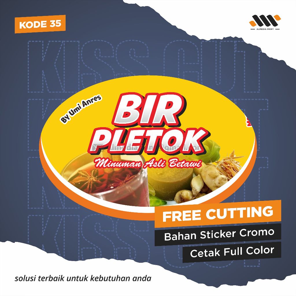 

(Isi 63-180 PCS) Cetak Stiker Cromo Vinyl Produk Kemasan Label Stiker Makanan Minuman (Free Cutting)
