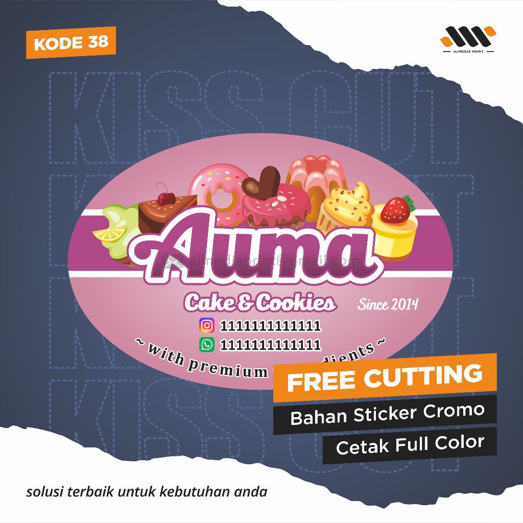 

(Isi 63-180 PCS) Cetak Stiker Cromo Label Sticker Vinyl Produk Kemasan Label Stiker Makanan Minuman (Free Cutting)