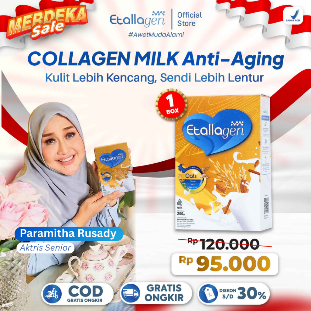 

ETALLAGEN Susu Etawa Tinggi Kolagen Cerahkan Kulit, Kuatkan Sendi, Awet Muda Rendah Gula & BPOM