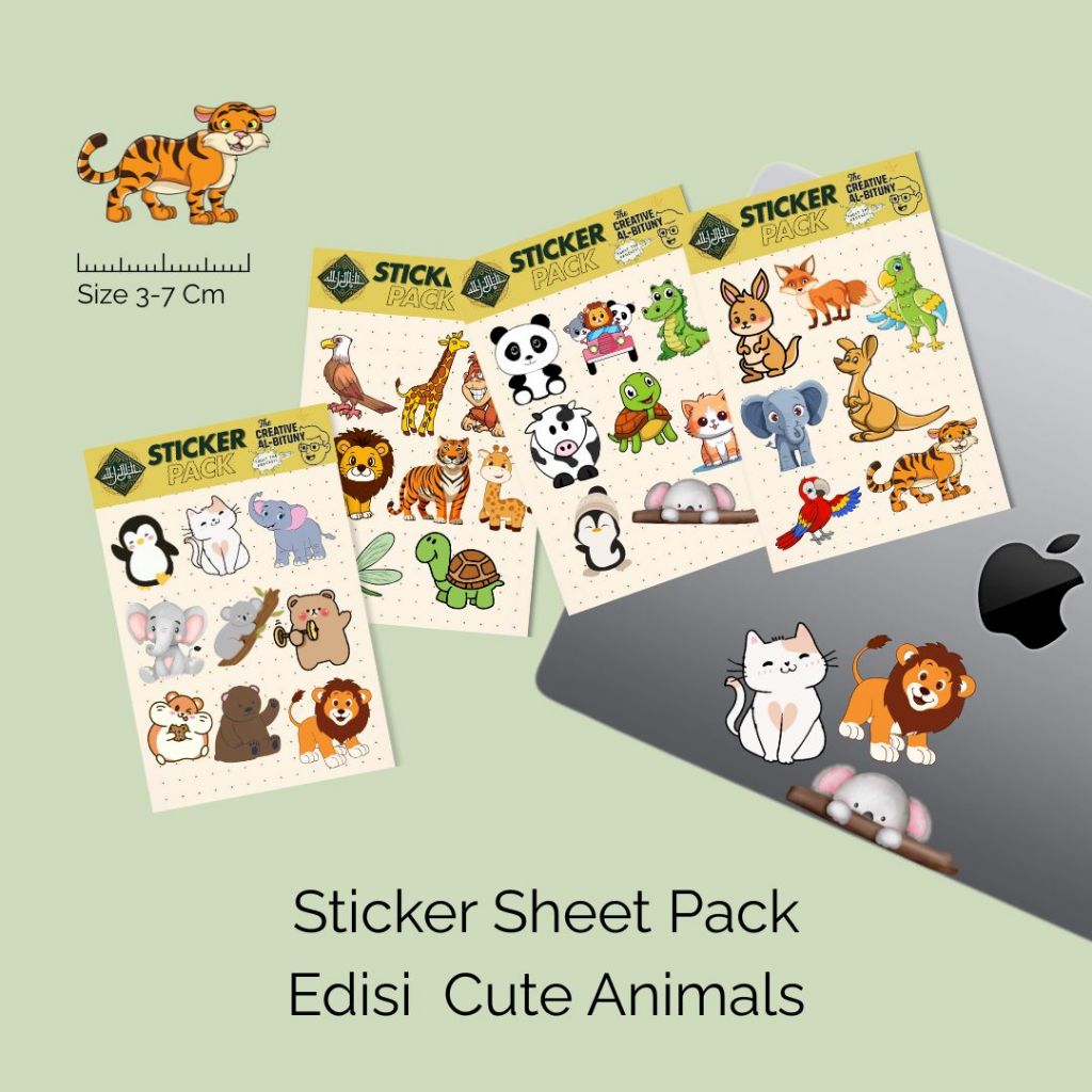 

Stiker Pack Cute Animals Stiker Kartun Aesthetic Waterproof Vol 1