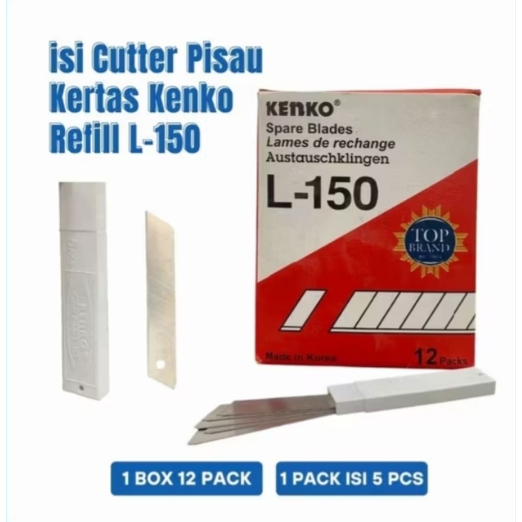

ECER ISI CUTTER KENKO Besar L-150 Termurah (Satu kotak kecil isi 5 silet)
