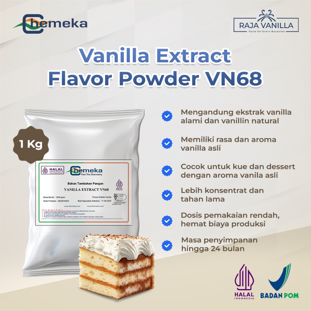 

Chemeka Vanilla Extract Powder VN68 Perisa Vanila Ekstrak Natural Bubuk - 1 Kg