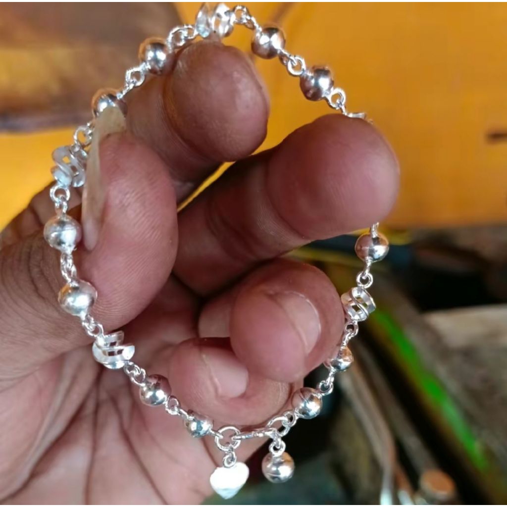Gelang tangan bola belimbing Dewasa dan anak. perak murni