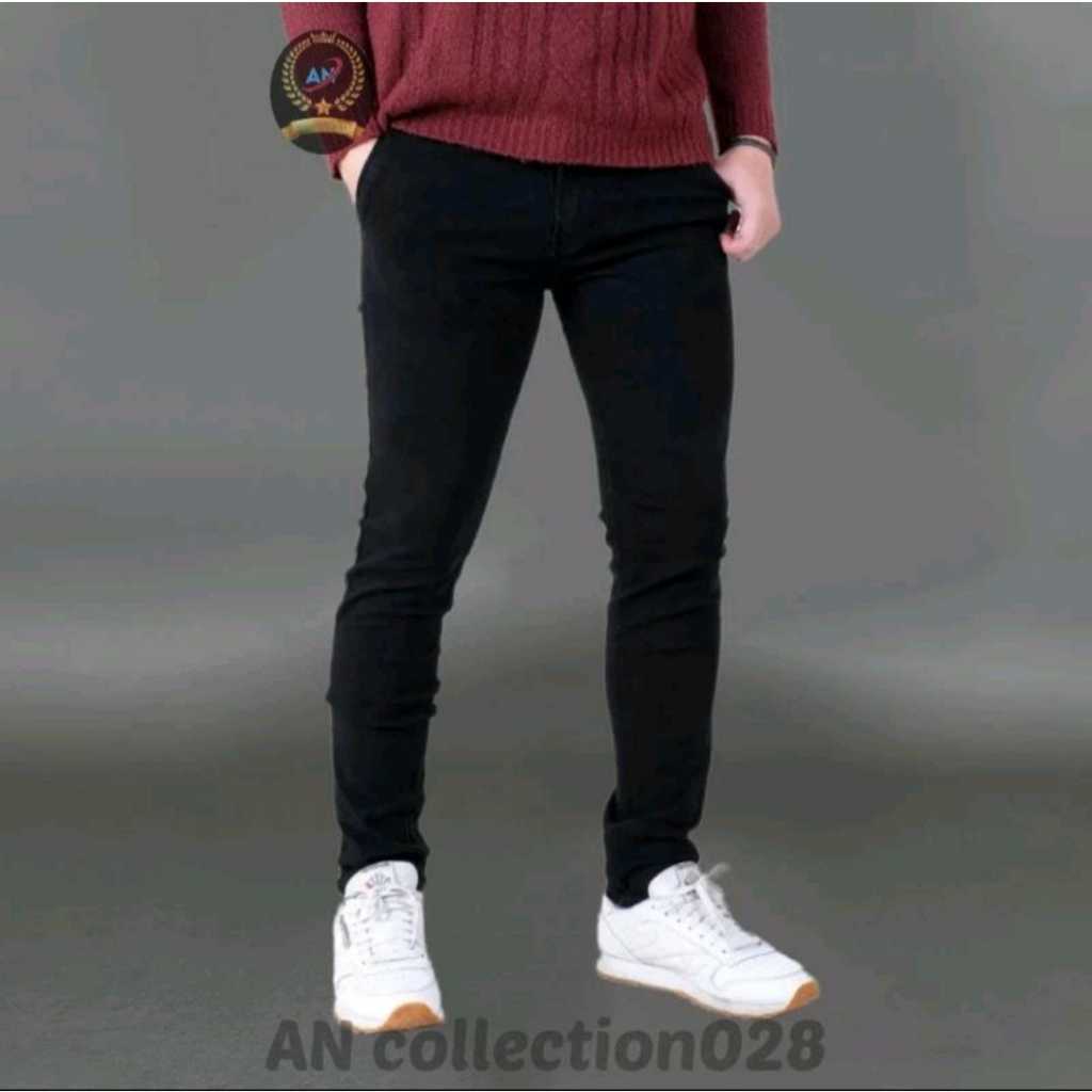 Celana Jeans Panjang Hitam Pria / Celana Jeans Pria Hitam Premium Pria Distro Nyaman Tebal Melar