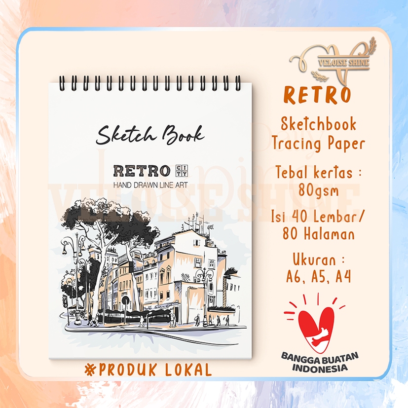 

VLSHINE Buku Sketsa Retro Vintage Sketch Book Wired Draw Line Art Sketching