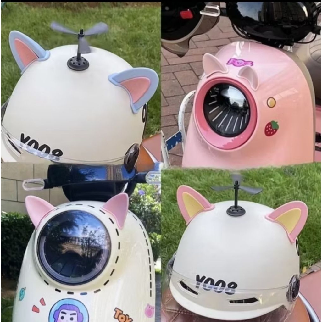 Telinga kucing tanduk helm aksesoris helm lucu berwarna warni mudah dipasang