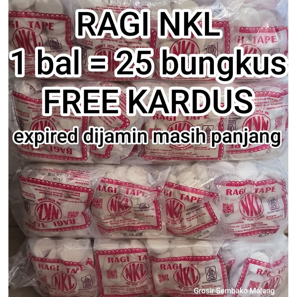 

Ragi Tape NKL 70 gr 1 bal = 25 bungkus / RAGI NKL / RAGI NA KOK LIONG / FERMENTASI TAPE SINGKONG