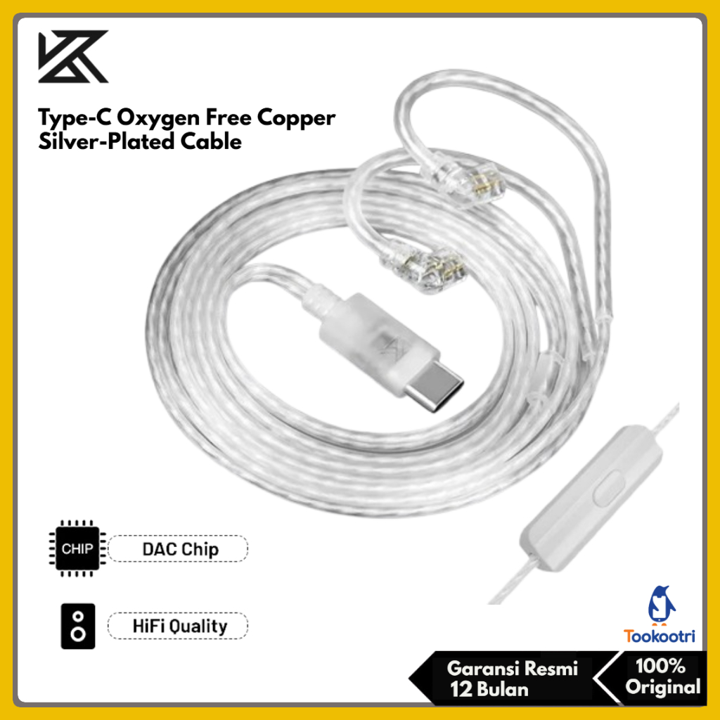 KZ Cable USB Type C Silver Plated Built-In DAC Chip with MIC For Earphone IEM Headset