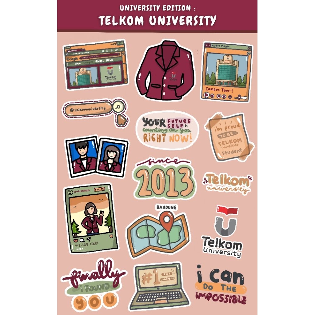 

[15 PCS] STIKER TELKOM UNIVERSITY LUCU MURAH GLOSSY