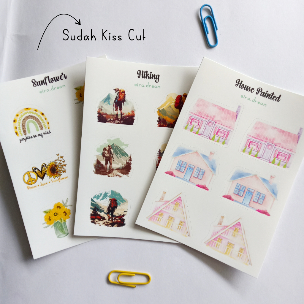 

Stiker Sheet Anti Air Sticker Aesthetic Lucu Kiss Cut A7 Hiking House Flower