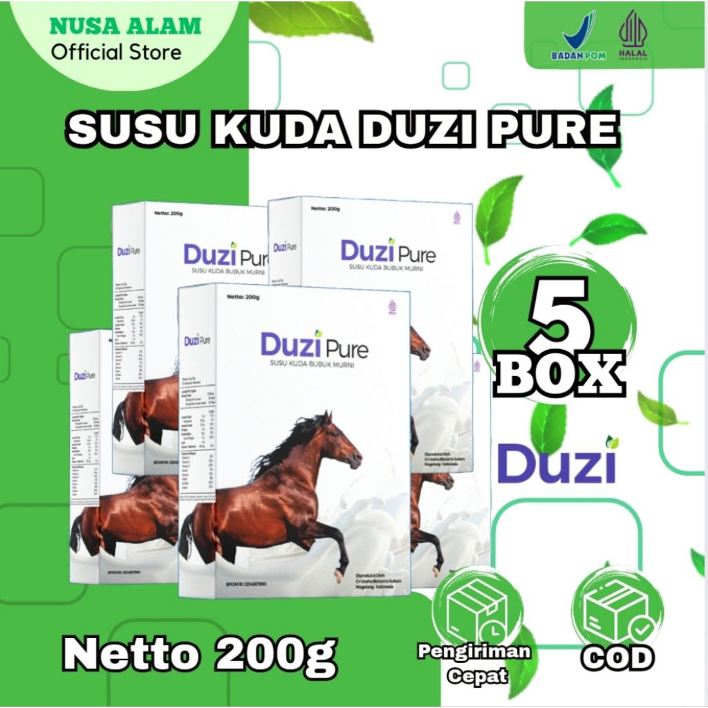 

Duzi Pure - Susu Kuda Lombok Bubuk 200 Gram 5 Box