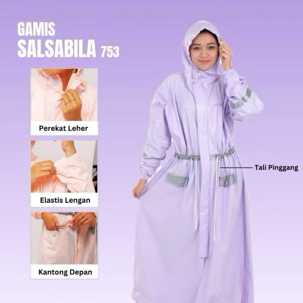 Mantel Jas Hujan Gamis Salsabila 753 Merk PLEVIA || Jas Hujan Wanita Model Gamis || Mantel Wanita