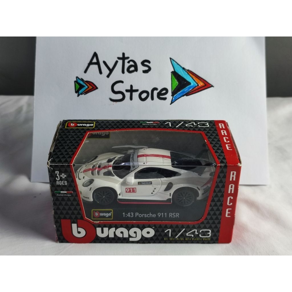 Bburago Porsche 911 RSR White 1/43 Scale