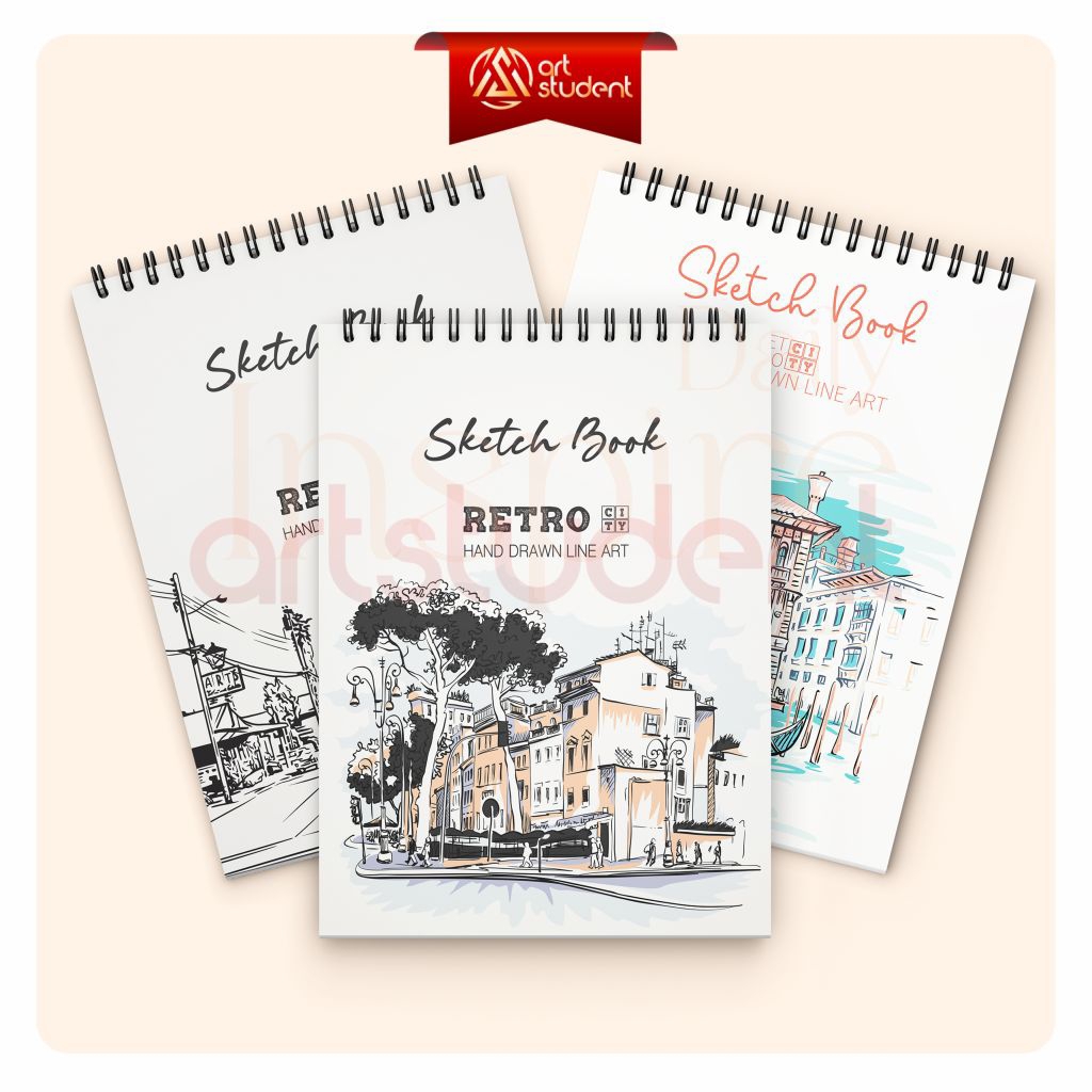 

Sketchbook Vintage A6 A5 A4 Buku Gambar Vertikal Jilid Spiral Buku Sketsa 40 Lembar/ 80 Halaman