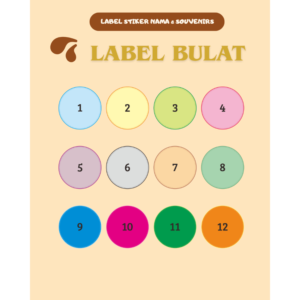 

(PICK and CHOOSE) Label Stiker Nama BULAT Ukuran 5 cm (15 pcs/set)