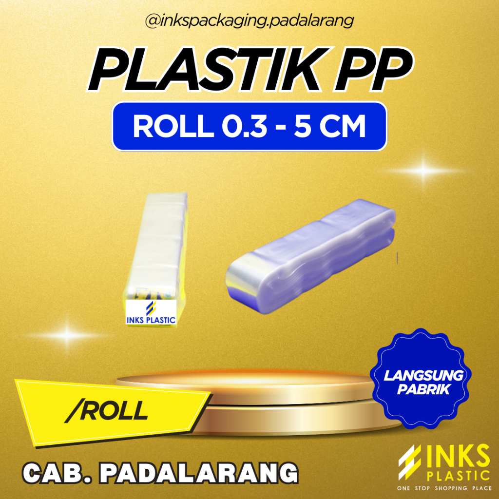 PLASTIK PP ROLL TEBAL 0.3 CM LEBAR 5 CM PER ROLL