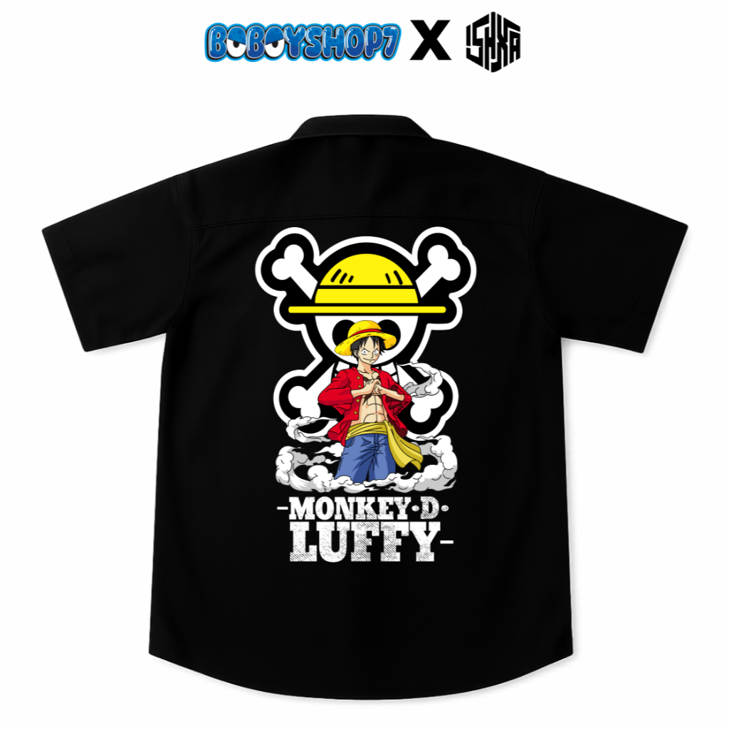 Kemeja One Piece Monkey D Luffy – BOBOYSHOP7 x ISHXA Limited Edition | Baju Anime Premium Unisex