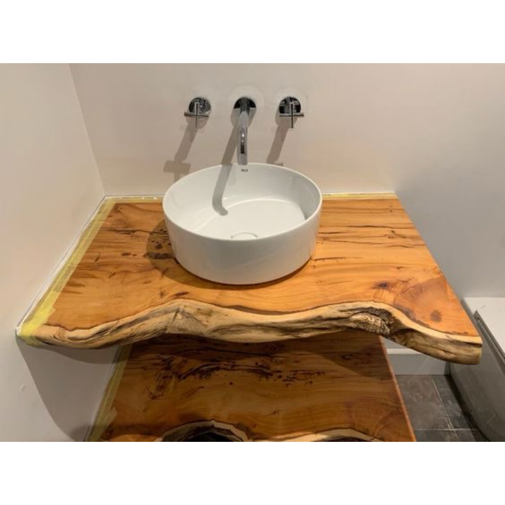 Rak Dinding Tatakan Wastafel Jati Laminasi Penyangga Besi Minimalis Wall Decor Besi