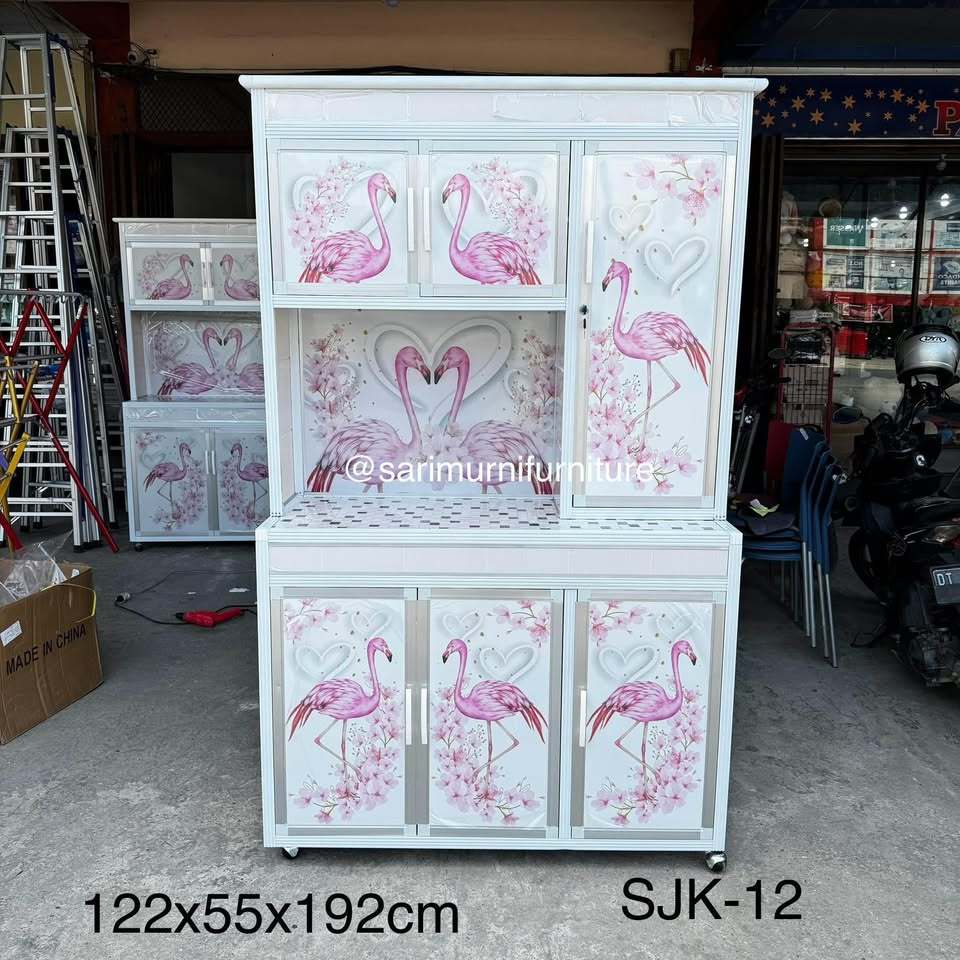 Lemari Piring/Rak Piring Almunium Keramik Minimalis 122x55x192cm