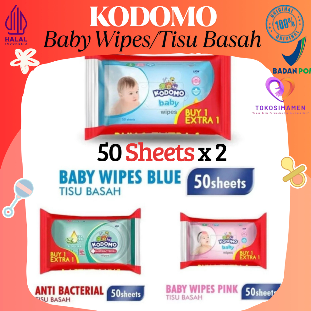 KODOMO BABY WIPES 2X50'S TISU BASAH / Kodomo Tisu Basah